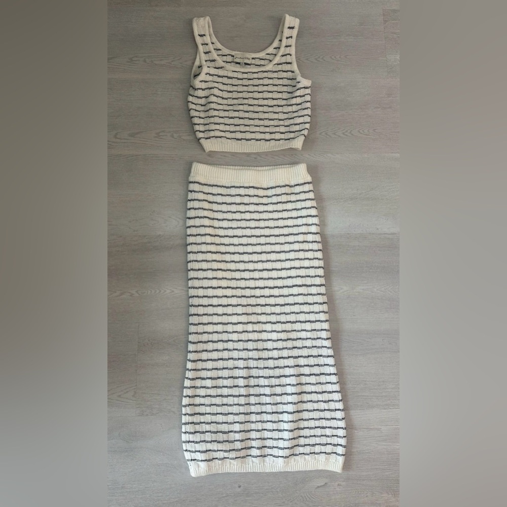 Striped Cream and Black Knit Skirt